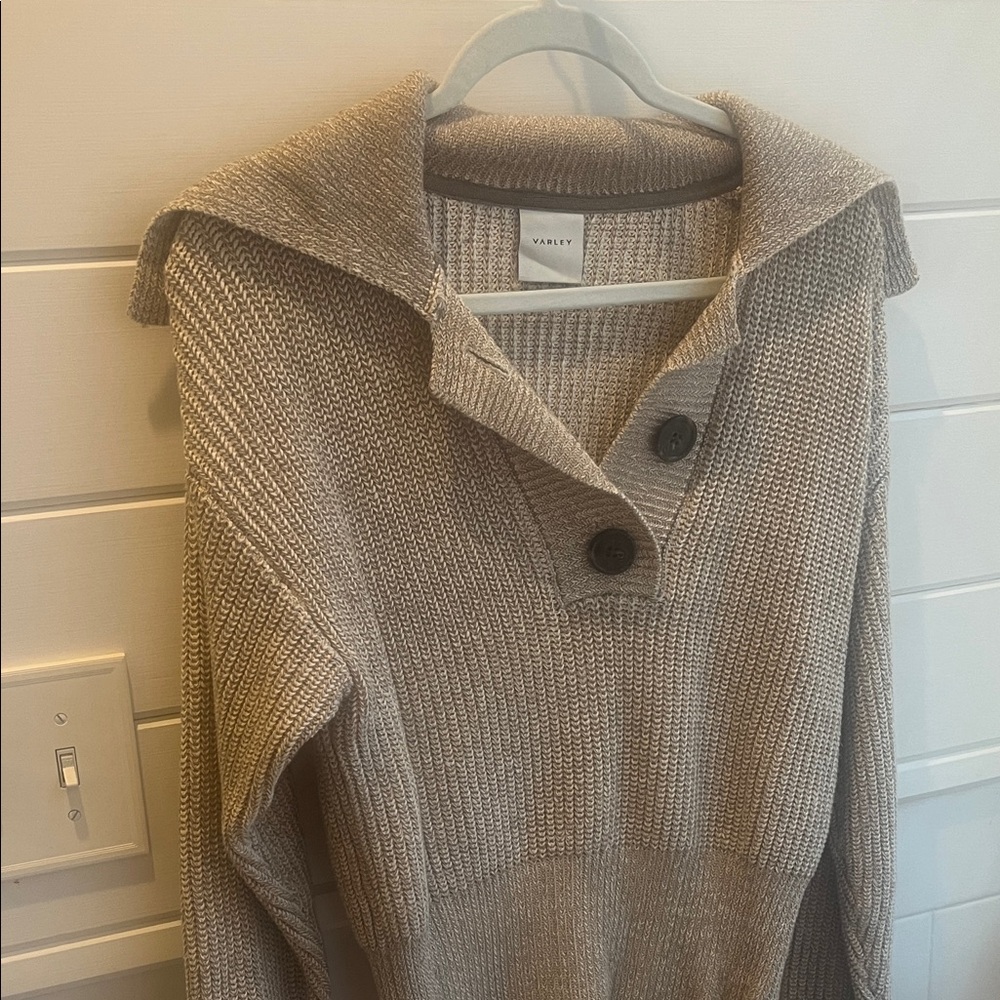Varley Tan Cowl Neck Sweater